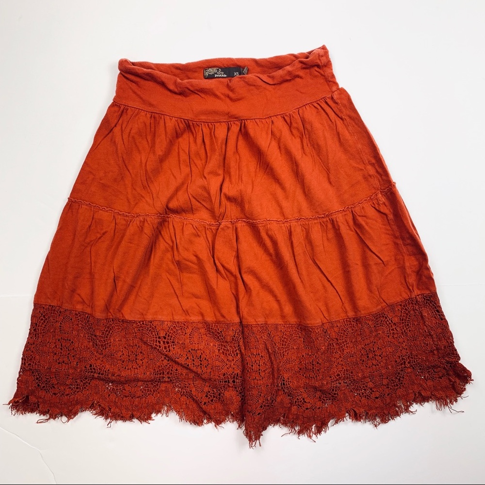 Prana Cotton Lace Crochet Skirt Rust Orange - Picture 1 of 6